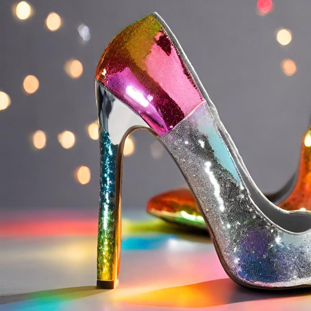 Rainbow Glitter High Heels