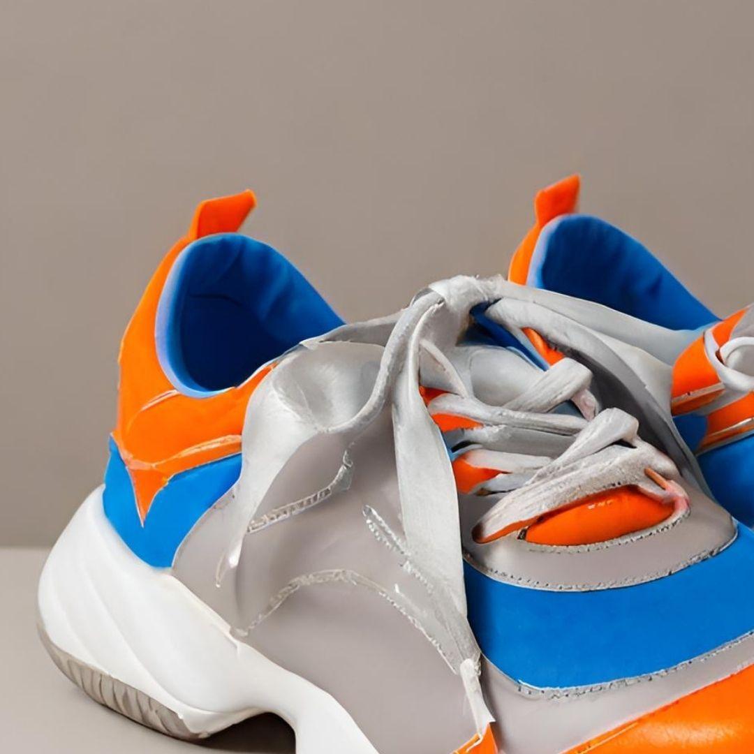 Vibrant Runners: Bold Orange & Blue Sneakers